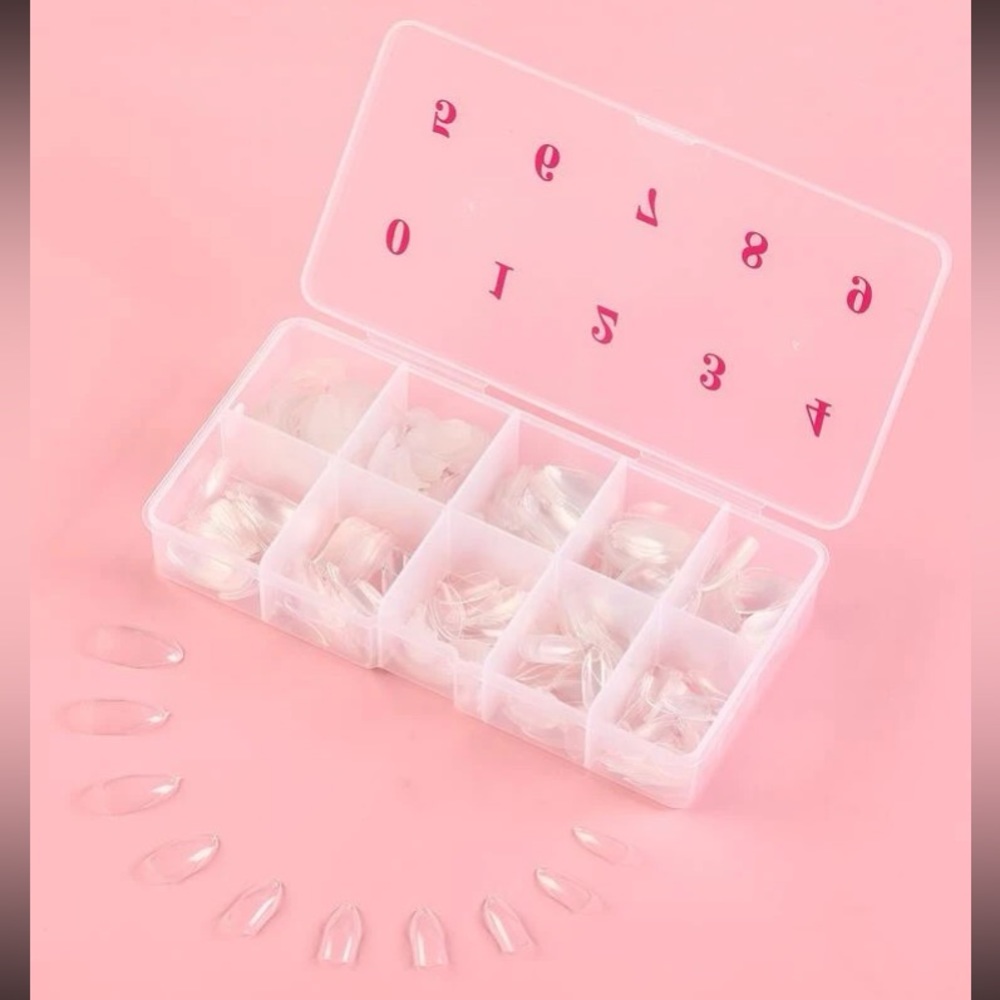 New boutique Long presson clear almond nail tips With GIFT BOX